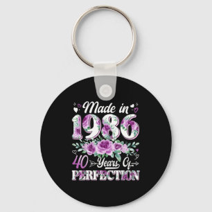 40 jaar oud gemaakt in 1986 bloemige 40ste verjaar sleutelhanger