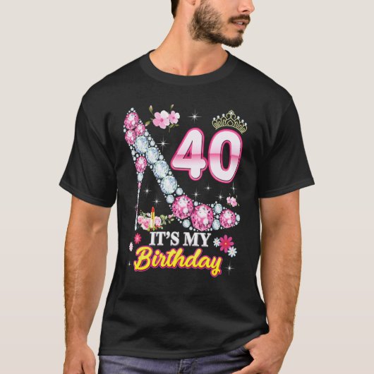 40 jaar oud Het is mijn 40e verjaardag, roze Diamo T-shirt (Voorkant)