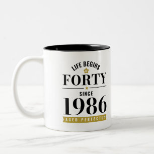 40 jaar oud leven begint op veertig 1986 40ste ver tweekleurige koffiemok