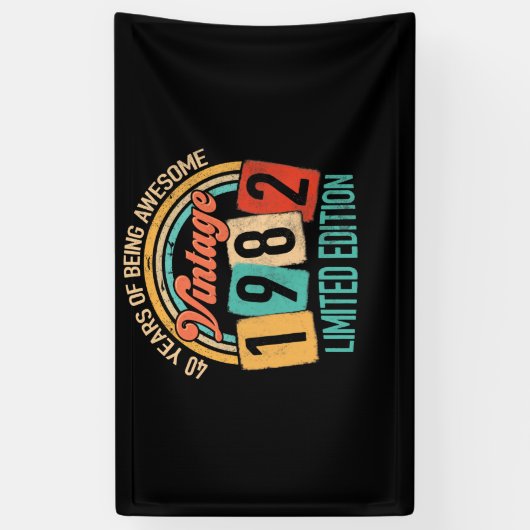 40 jaar oud van Geweldige in 1982 40e verjaardag Spandoek (Verticaal)