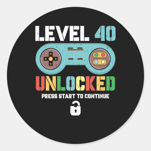 40 Jaar Oud Veertigste Verjaardag Niveau 40 Unlock Ronde Sticker (Voorkant)