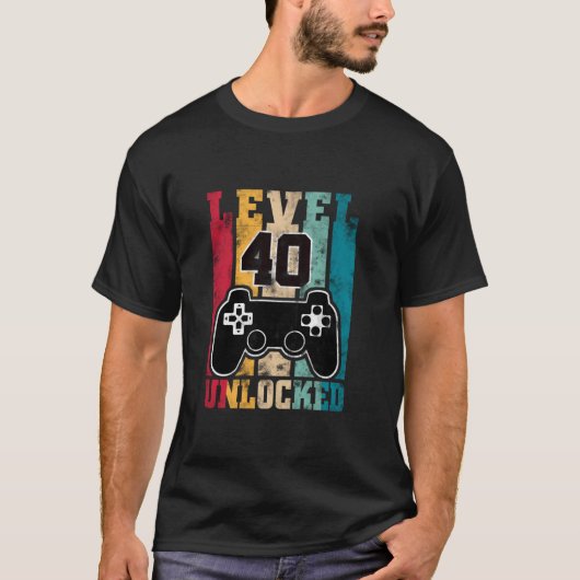 40 jaar oude bday geschenken gamer niveau 40 ontgr t-shirt (Voorkant)