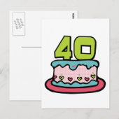 40 jaar oude Birthday Cake Briefkaart (Voorkant / Achterkant)