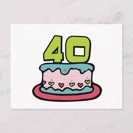 40 jaar oude Birthday Cake Briefkaart (Voorkant)