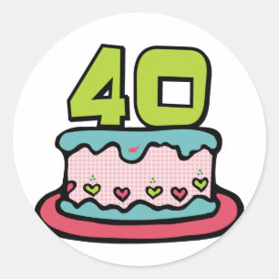 40 jaar oude Birthday Cake Ronde Sticker