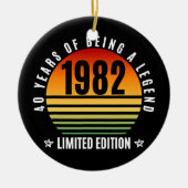40 jaar oude cadeauretro 1982 Limited Edition 40th Keramisch Ornament (Voorkant)