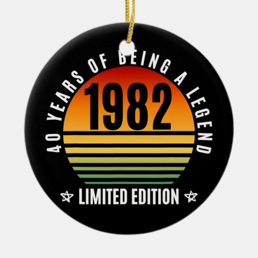 40 jaar oude cadeauretro 1982 Limited Edition 40th Keramisch Ornament (Voorkant)