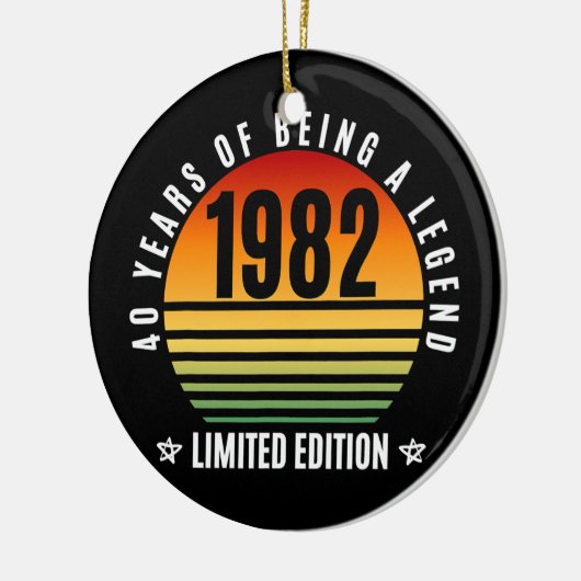 40 jaar oude cadeauretro 1982 Limited Edition 40th Keramisch Ornament (Links)