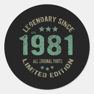 40 jaar oude dag Legend 40e verjaardag Ronde Sticker