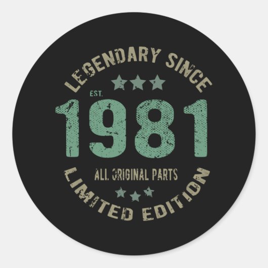 40 jaar oude dag Legend 40e verjaardag Ronde Sticker (Voorkant)