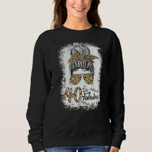 40 jaar oude Fabulous Messy Bun Leopard 40th Birth Trui