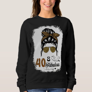 40 jaar oude Fabulous Messy Bun Leopard 40th Birth Trui