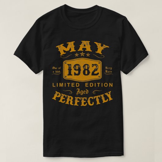 40 jaar oude geschenken mei 1982 beperkte editie 4 t-shirt (Design voorkant)