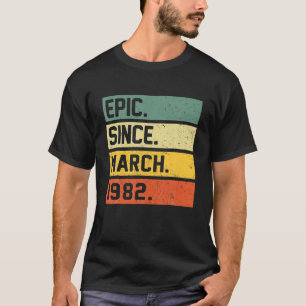 40 jaar oude Retro Birthday Gift epic sinds maart T-shirt