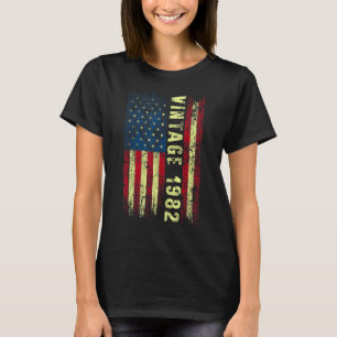 40 jaar oude Vintage 1982 Amerikaanse vlag 40e geb T-shirt