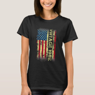 40 jaar oude Vintage 1982 Amerikaanse vlag 40e geb T-shirt