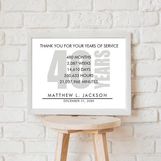 40 jaar pensioen of waardering van de werknemer ca poster