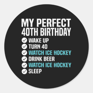40 jaar Perfect 40th Birthday Ice Hockey 40 Ronde Sticker