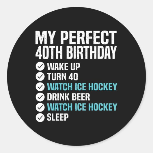 40 jaar Perfect 40th Birthday Ice Hockey 40 Ronde Sticker (Voorkant)