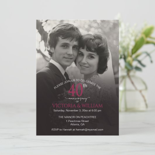 40 jaar Photo Vertical Jubileum Party Kaart (Staand voorkant)