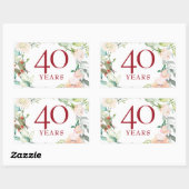 40 jaar Roos Garland Ruby Wedding Jubileum Rechthoekige Sticker (Vel)
