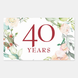 40 jaar Roos Garland Ruby Wedding Jubileum Rechthoekige Sticker
