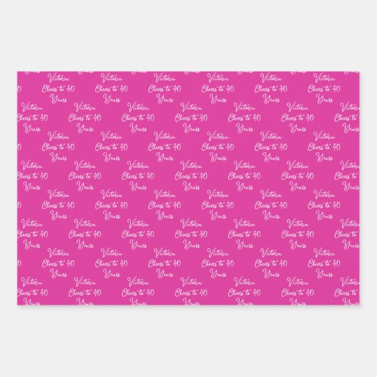 40 jaar roze lavendel 40e verjaardag inpakpapier vel (Voorkant)