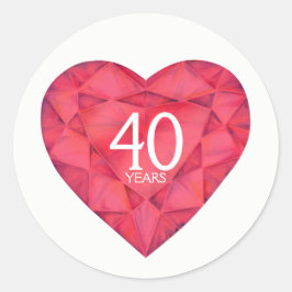 40 jaar Ruby hart waterverf kunst stickers