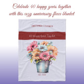 40 jaar Ruby jubileum bloemen paarse Fleece Deken