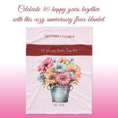 40 jaar Ruby jubileum bloemen roze Fleece Deken