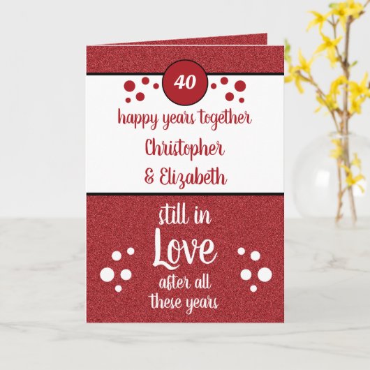 40 jaar Ruby jubileum Happy Years Wit Rood Kaart (Gele Bloem)