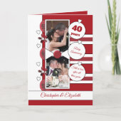 40 jaar Ruby jubileum rood en wit foto Kaart (Voorkant)