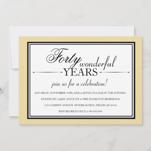 40 jaar uitnodiging van de partij Jubileum (Voorkant)