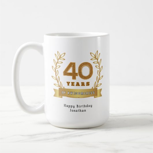 40 jaar van awesomeness - Gepersonaliseerd Koffiemok (Links)