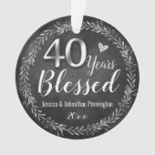 40 jaar verbrijzelde bruiloft Jubileum Ornament (voorkant)