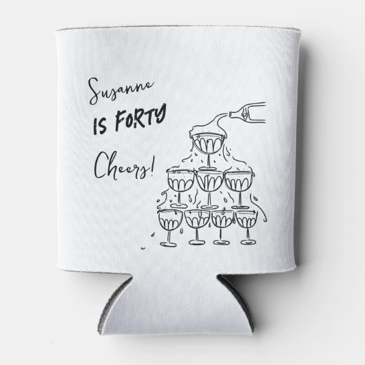 40 jaar Verjaardag Champagne toren funky Blikjeskoeler (Voorkant)