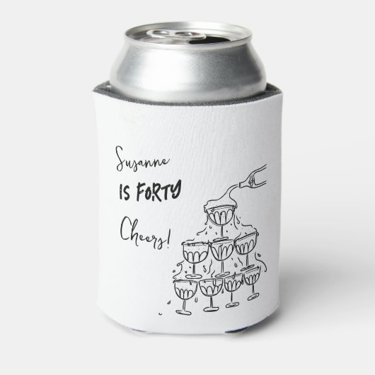 40 jaar Verjaardag Champagne toren funky Blikjeskoeler (Blikje Achterkant)