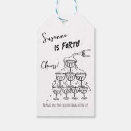 40 jaar verjaardag Champagne toren funky Cadeaulabel
