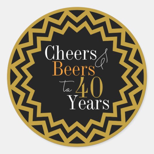 40 Jaar Verjaardag Proost en Bier Ronde Sticker (Voorkant)