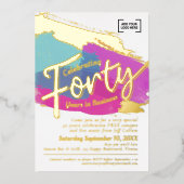 40 jaar zakelijk jubileum gouden kunst folie uitnodiging (Voorkant)