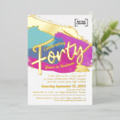 40 jaar zakelijk jubileum gouden kunst folie uitnodiging (Staand Voorkant)