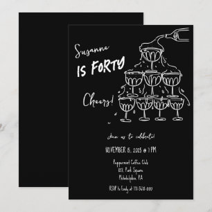 40 jaarFs Verjaardag Champagne toren funky Kaart
