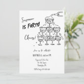 40 jaarFs Verjaardag Champagne toren funky Kaart (Staand voorkant)