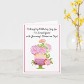 40 januari Verjaardagstaart Paarse Anjers Kaart (Gele Bloem)