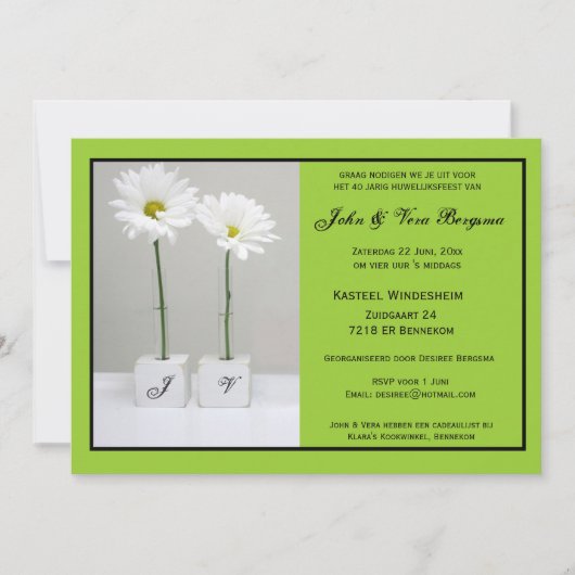 40 Jarig huwelijksfeest Kaart (Voorkant)