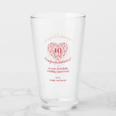 40-jarig jubileum 40 jaar Ruby Red Custom Glas (Achterkant)