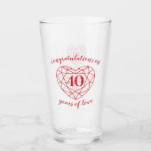 40-jarig jubileum 40 jaar Ruby Red Custom Glas (Voorkant)