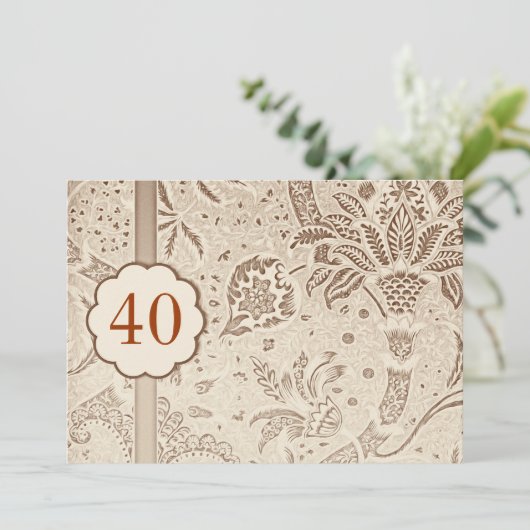 40-jarig jubileum luxe vintage uitnodigingen (Staand voorkant)
