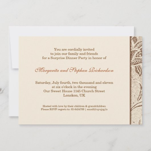 40-jarig jubileum luxe vintage uitnodigingen (Achterkant)