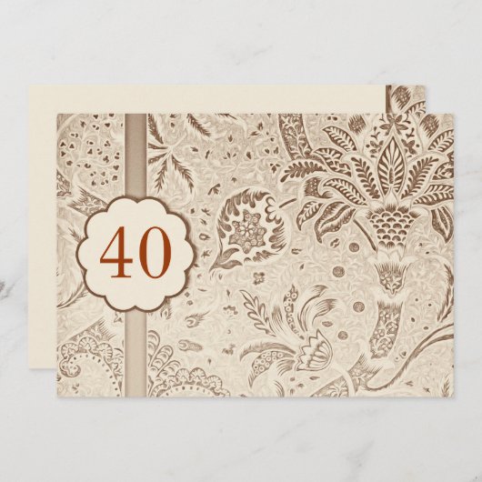 40-jarig jubileum luxe vintage uitnodigingen (Voorkant / Achterkant)